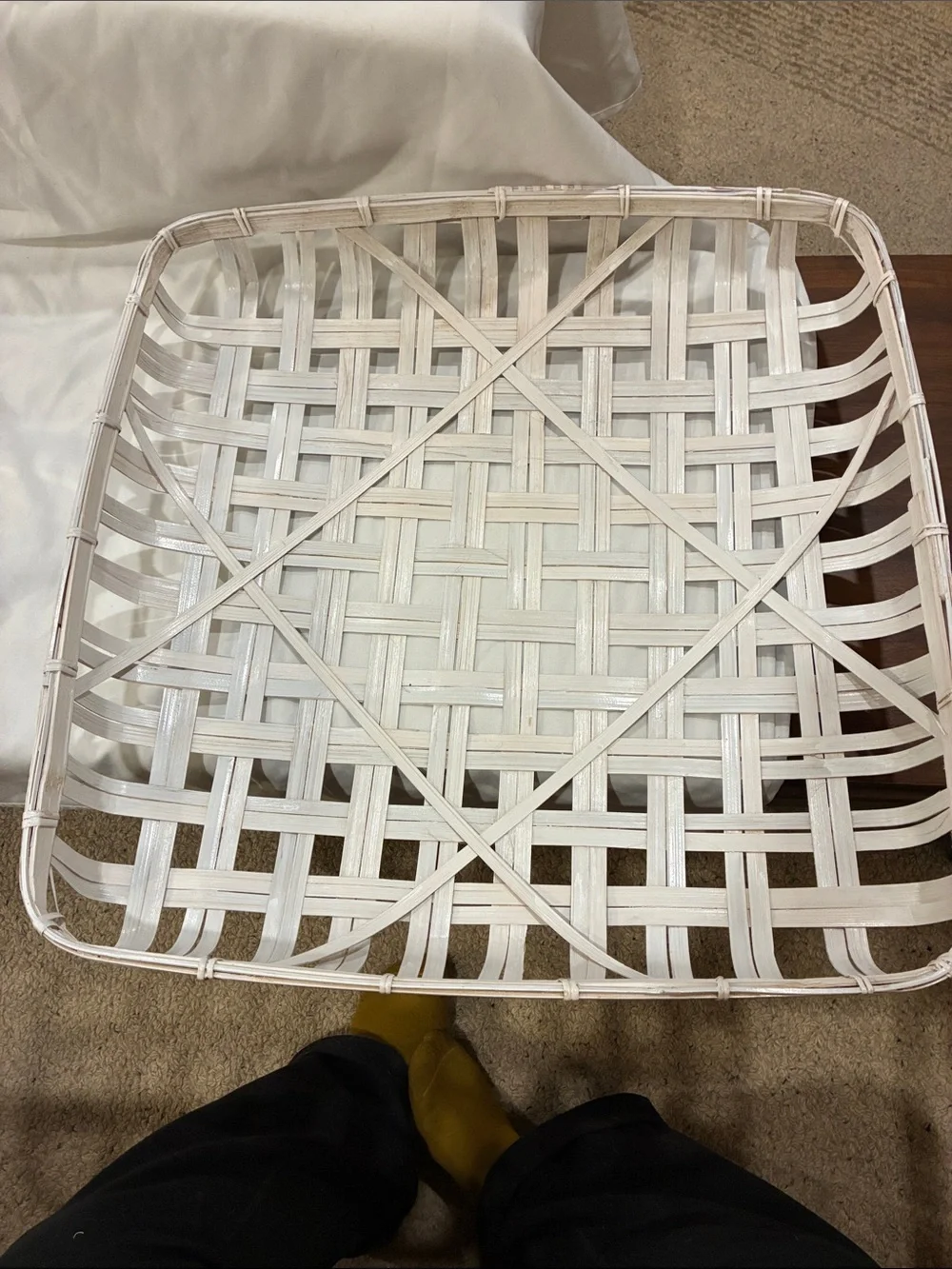 Tobacco Basket White Woven Square Basket Tray Huge Southern Tobacco Basket